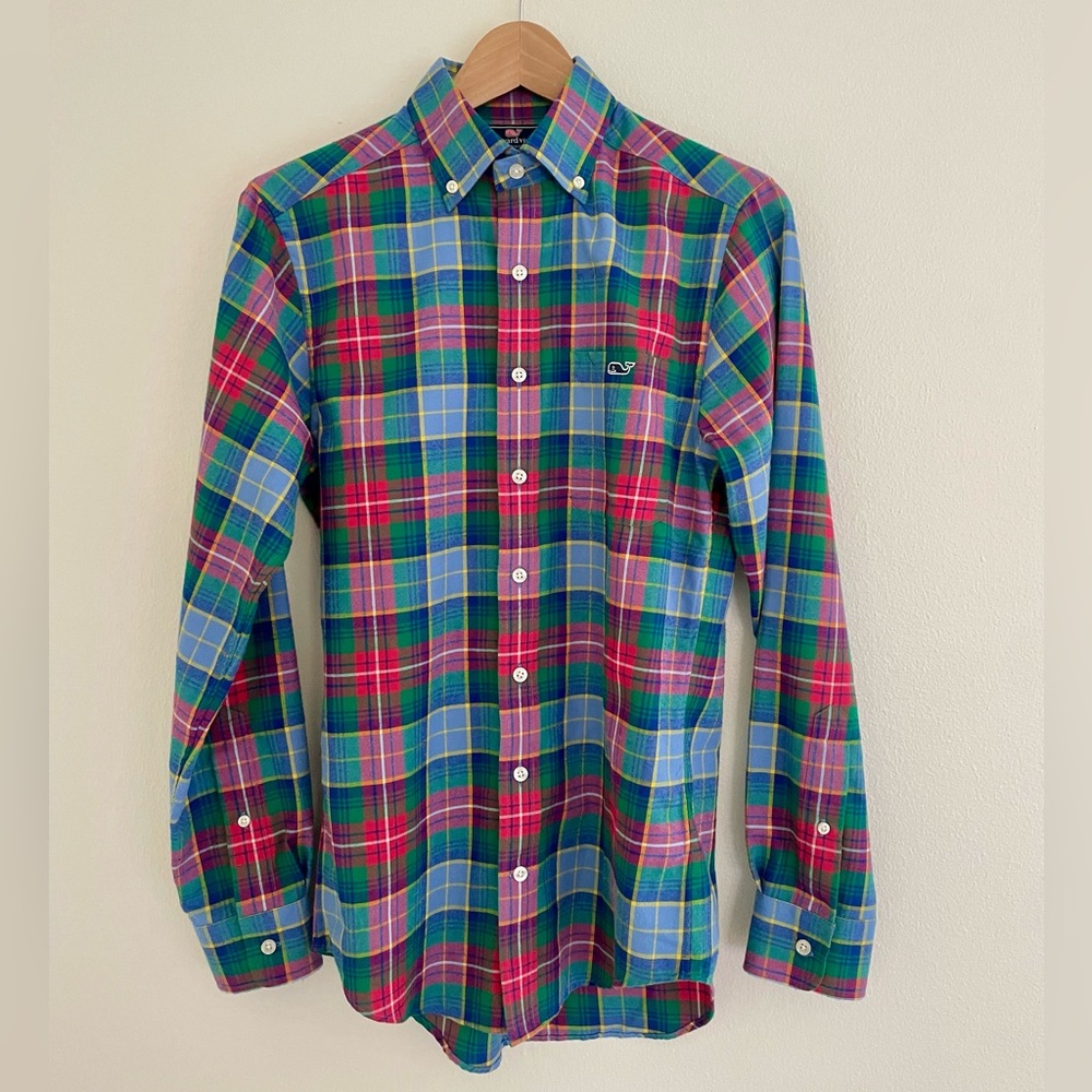Vineyard Vines Plaid Flannel Button Down Shirt Size Mens XS (EUC)